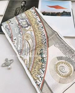 Sallys Heavy 18 Momme Twill Silk Wrap Scarf Vintage Sun Print 2 Face Shawl 35" - Picture 1 of 18