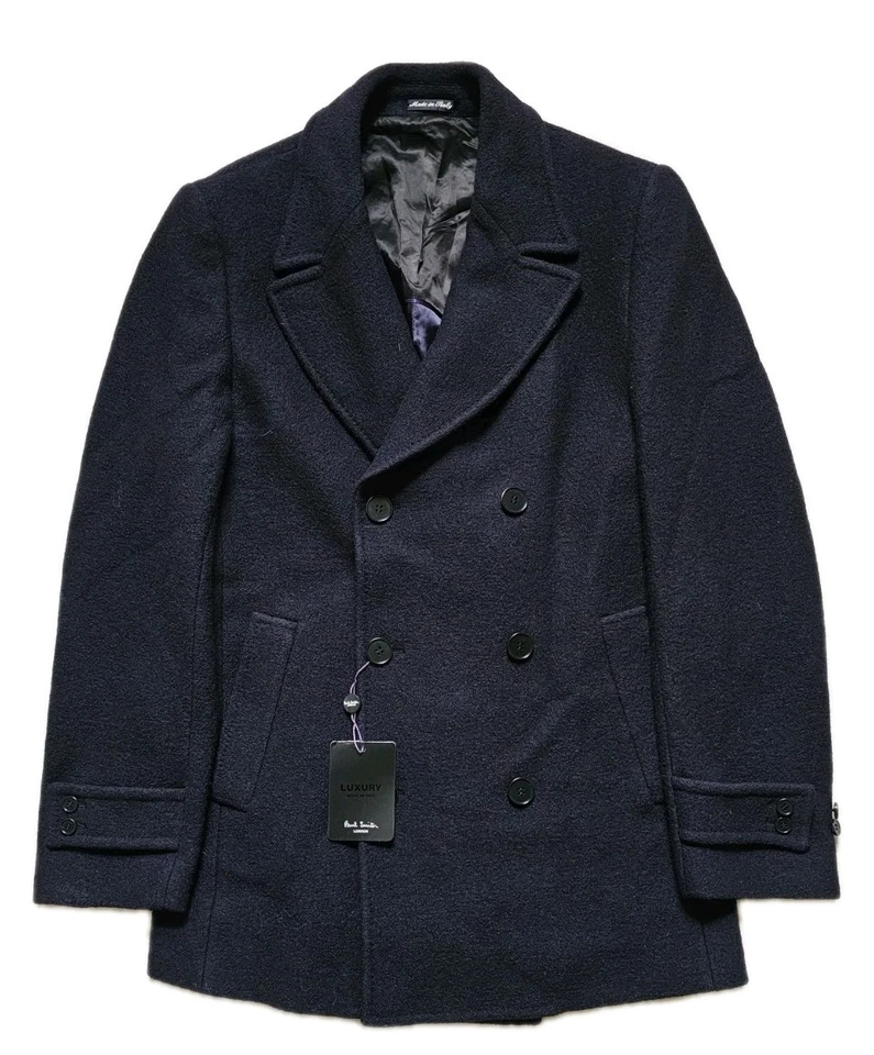 PAUL SMITH Pea Coat Mens M Reg Fit Pure Wool Navy Blue Handmade Italy Rrp £875 - Image 1 of 4