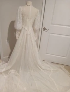 Eve Of Milady Ivory Vintage Wedding Dress Size 10 Puff Long Sleeves - Picture 1 of 23