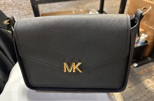 Michael Kors Sylvia Small Flap Black Saffiano Leather Shoulder Bag - Picture 1 of 4