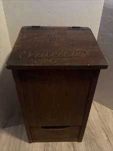 Vintage Holz Kartoffel & Zwiebel Aufbewahrung Eimer Box Tater & Onyuns Landhaus - Bild 1 von 7