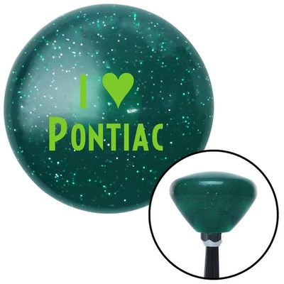 Green I <3 PONTIAC Green Retro Metal Flake Shift Knob w/ M16x1.5 Insert Shifter - Image 1 of 4