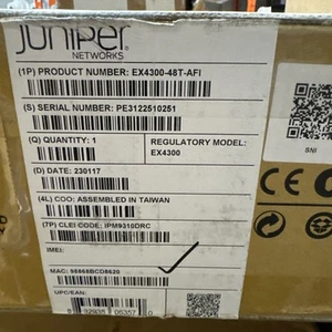 Juniper EX4300-48T-AFI 48-Port 10/100/1000Base-T Switch NEW - Picture 1 of 2