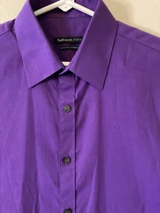 Camisa Van Heusen Studio Para Hombre 15 32/33 Púrpura Calce Ajustado Elastizada Abotonada Larga Sl - Imagen 1 de 10