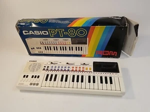 Vintage Casio PT-80 Electronic Keyboard With Rom Card In Original Box Working - Picture 1 of 23