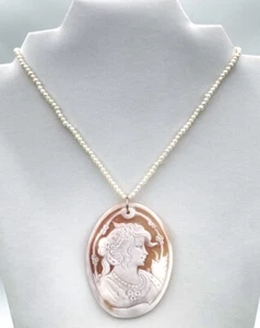 RAR Neu M+M Scognamiglio Italien Sterling Rocailles 70mm Kamee Halsreif Halskette - Bild 1 von 6