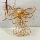 Gold Beaded Wire Christmas Ornament Angel 3.25"