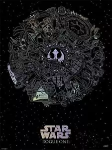 Star Wars Rogue One Image Collage Carta Metallica Riflettente Carta Seta Screen Art - Foto 1 di 1