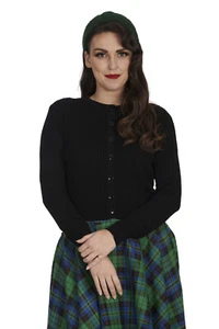 Women's Black Vintage Retro 50's Cable Knit Sylvia Cardigan BANNED Apparel - Picture 1 of 3