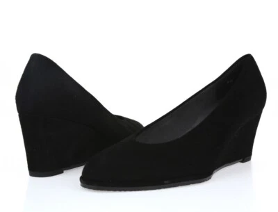 Mujer STUART WEITZMAN 202524 Negro Gamuza Tacones Cuña Talla 5 M ¡NUEVO! Foto 1 de 4