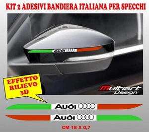Stripes 2 Strisce Adesive Sagomate Italia per Specchietti auto AUDI - Foto 1 di 1