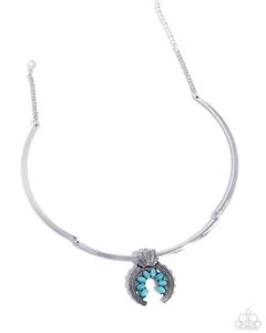 Paparazzi Smoldering Stones - Blue - Silver Bars - Turquoise Stones - Necklace & - Picture 1 of 3