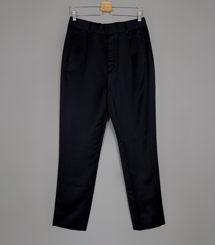 SAINT LAURENT (YSL) Splendido pantalone uomo SAINT LAURENT PARIS viscosa seta plissettato nero taglia W31 L27