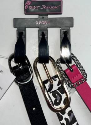 nwt Betsey Johnson Belt Lot of 3 womens S black pink leopard red brown - Image 1 of 4