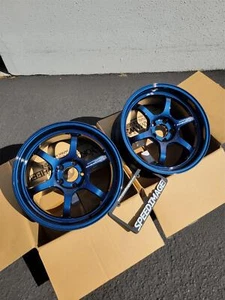 4X ADVAN R6 18X9.5 +38 5X114.3 TITANIUM BLUE SET OF 4 WHEELS CIVIC STI IS250 - Picture 1 of 5