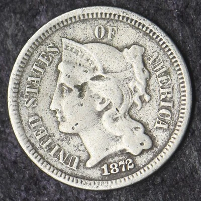 1872 3C Three Cent Nickel - COINGIANTS - - Image 1 of 2