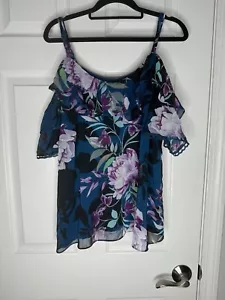 CITY CHIC NWT Patricia PYT Top Teal Bloom Cold Shoulder Size XXS/12 - Picture 1 of 7