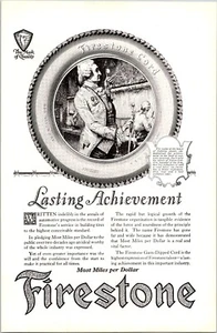 PRINT AD 1922 Firestone Cord Tires Gobelin Tapestry Weaving 6.5 x 10 - Picture 1 of 3