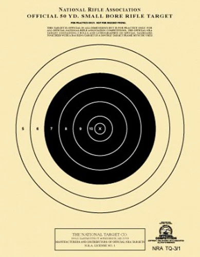 NATIONAL TARGET TQ-3/1(P) NRA Official 50 Yard Smallbore Rifle Target ( 100 pack ) [ aka A-9 ]