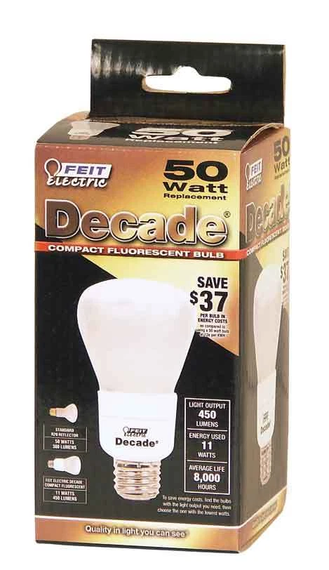 Feit Decade 11W/50W 120V R20 Frosted CFL Flood Bulb E26 Medium Base D11R203/12K - Image 1 of 2