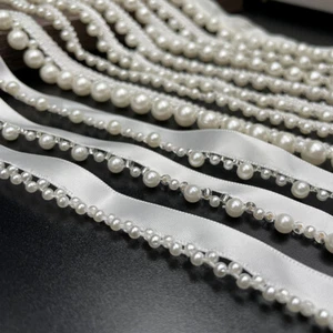 1m Kunstperlenband Perlen Fransenborte Spitze für Kragen Kleid Accessoires Zum Selbermachen - Bild 1 von 16