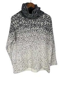 ATHLETA Women's White Black Speckled Holiday Turtleneck Wool/Cashmere Sweater M - Picture 1 of 4