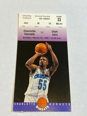 Boleto de la NBA Charlotte Hornets Utah Jazz 11 3-19-95 Karl Malone John Stockton Foto 1 de 2