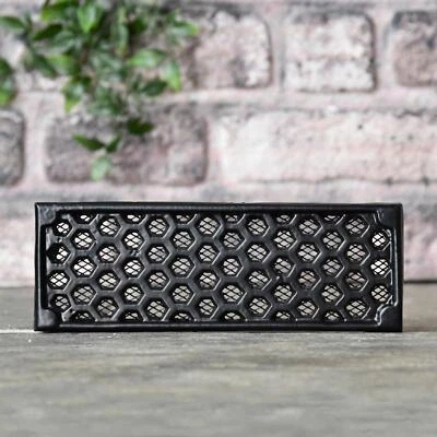 Deluxe "Honeycomb" 9" x 3" Black Cast Iron Air Brick with Mesh - Image 1 of 4