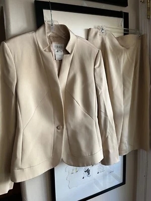 Louis Feraud Vintage Mezcla Seda Falda Traje Tostado Hecho en Hungría F 46 Forrado Foto 1 de 4