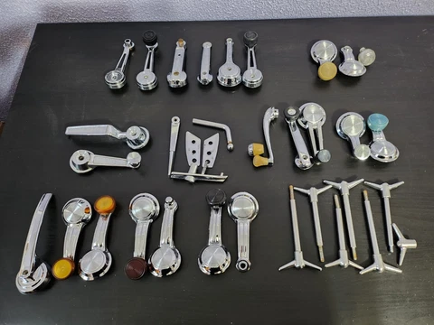 Huge Lot Of Chrome Door Window Roll Up Handle Vintage Cover