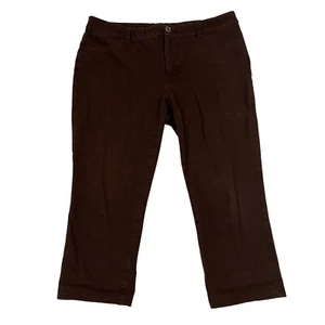 CHICOS Pants Women's Straight Leg Pixies Flat Front Canvas Brown 15(L/XL) - Picture 1 of 11