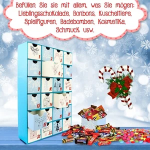 Adventskalender zum Befüllen – DIY Weihnachtskalender 24 Boxen – Karton - Bild 1 von 14