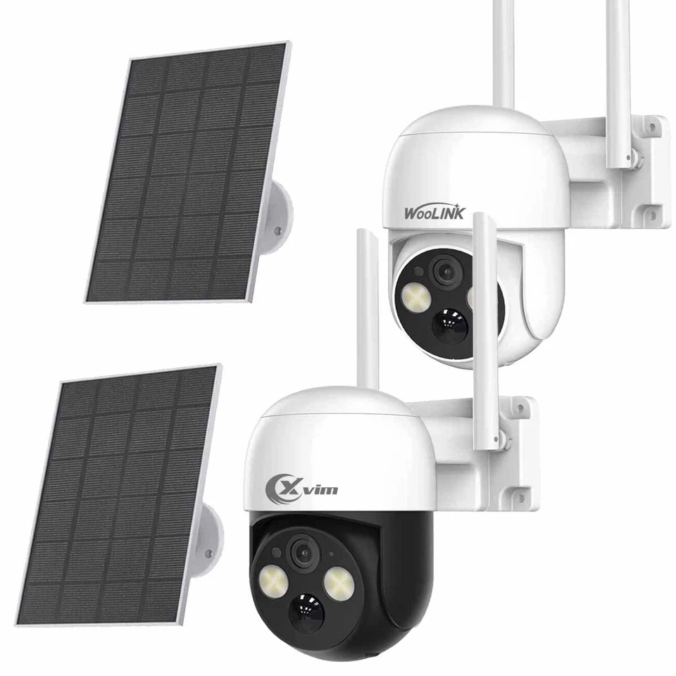 XVIM/WOOLINK Solar Battery Powered Wireless WiFi Outdoor Pan/Tilt Home Security Camera System