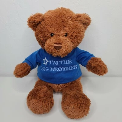 Camisa azul brinquedo de pelúcia urso Gund I'm The Big Brother 12" - Imagem 1 de 4