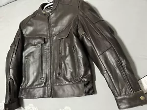 X Element Brown Leather Motorcycle Padded Jacket Zip-Out Liner Size XL - Picture 1 of 9