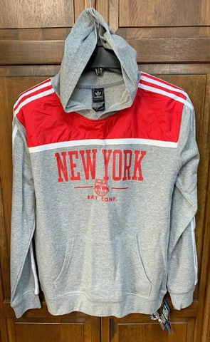adidas New York Red Bulls MLS Soccer Boys XL 18 Hoodie SweatShirt Grey Gray Red Cover