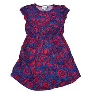 LuLaRoe Mae Dress Girls Size 6 Paisley Print Blue & Red Polyester/Spandex - Picture 1 of 5