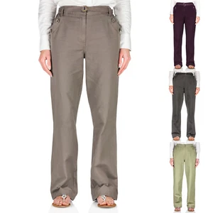 New Ladies Casual Trousers Womens Wide Leg Mid Waisted Cotton Elasticated Waist - Picture 1 of 77