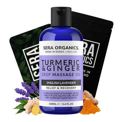 SERA ORGANICS Turmeric Massage Oil – Arthritis & Joint Pain Relief, Muscle Pain Soother 100ml