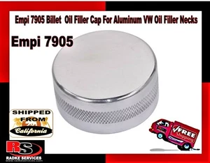 VW  BILLET CAP FOR SMOOTH OIL FILLER NECKS POLISHED FINISH EMPI 7905 - Picture 1 of 7