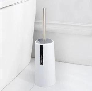 New Toilet Brush Set,  Stainless Steel Slip Resistant Base White - Picture 1 of 2