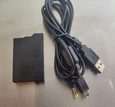 PSP Battery with Charge Cable 1200mah PSP 2000 3000 PlayStation portable  - image 1 of 4
