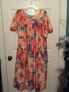 Serenada Bright Colored Floral Print MuuMuu Dress Size OX WOMEN's Lg. Print - Picture 1 of 5