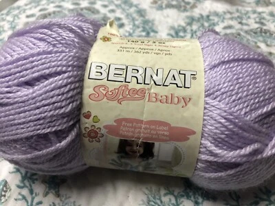 Bernat softee Baby yarn-1 skein-5 oz.with free pattern- Soft lilac - Image 1 of 3