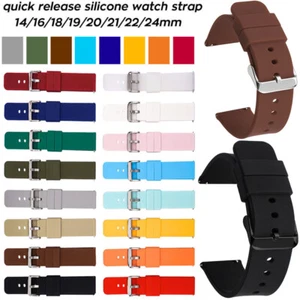 14 |16 | 18 | 20 | 22 | 24 mm Silikon Uhrenarmband Ersatz Armbanduhr Gummi Band - Bild 1 von 48