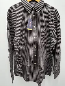 Roundtree & Yorke Shirt Mens XL Striped 100% Cotton Deadstock New - Picture 1 of 13