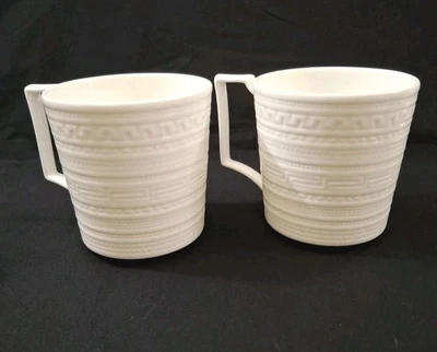 Two Wedgwood Intaglio Bone China Mugs 12oz Greek Key /Dot Bands England  - Image 1 of 4