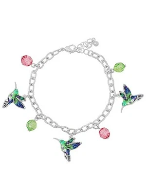 Pulseira ou brincos charme concha beija-flor abalone - Imagem 1 de 2