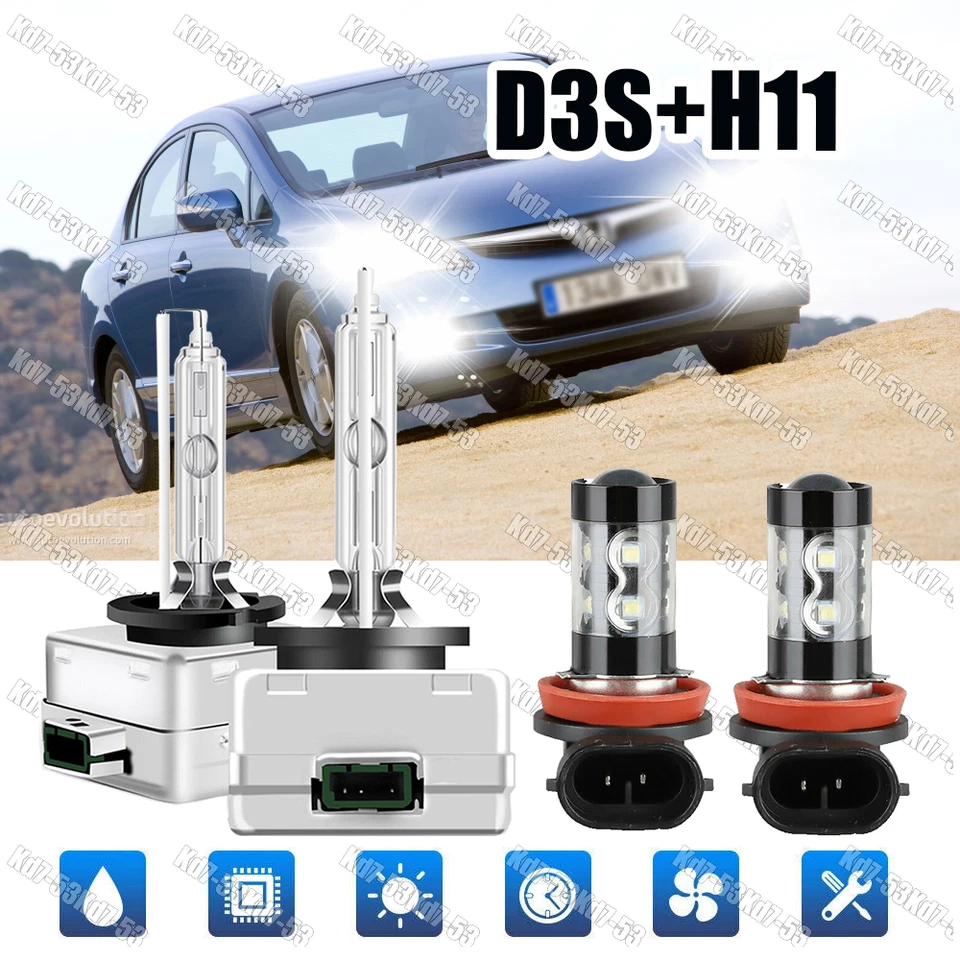 4x HID faros bajos + LED antiniebla blanco para Hyundai Genesis 2009-2014 Foto 1 de 4