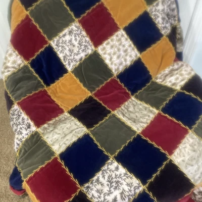 Field Gear Home Collections Velvet Patchwork Quilt Throw Blanket 52" X 58" - Image 1 of 4